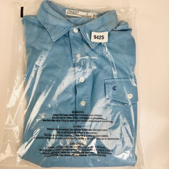 Criquet  Players Mens Polo Shirt Blue Short Sleeve Classic Pocket 4 Button M - Picture 7 of 11